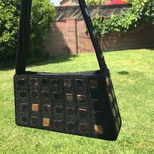 Beautiful Black Embellished Shoulder Strap Purse!